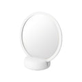 Modern Round Table Mirror with Stand - Sleek White Design for Vanity or Desk
