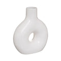 Modern White Ceramic Donut Vase with Unique Design**