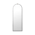 Arch-Top Full-Length Mirror with Black Frame and Leather Accent